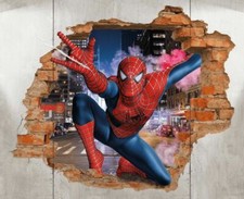 Listing image for Spiderman Brick Wall Decal 3D Art Stickers Vinyl Room Home Bedroom