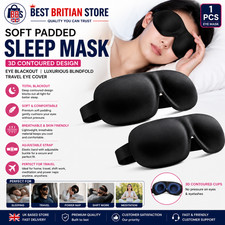 Listing image for Soft Padded Sleep 3D Mask Eye Blackout Luxurious Blindfold Travel Eye Cover UK.