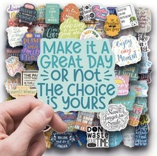 Listing image for 100 Pack Motivational Stickers Inspirational Vinyl Quote Journal Scrapbooking