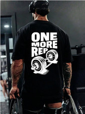 Listing image for Men’s Gym Workout T-Shirt One More Rep Fitness Tee Bodybuilding Short Sleeve Top