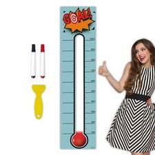 Listing image for Goal Thermometer Chart Goal Tracker - 48"x12" Adhesive Dry Erase Fundraising ...
