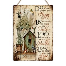 Listing image for Do What Makes You Happy Metal Tin Sign Inspirational Quote Vintage Wall Plaque