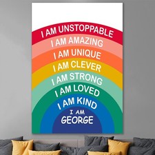 Listing image for Positive Affirmation Rainbow, Pastel, Kids Child School, Poster Personalisation