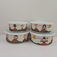 Listing image for 4 Halloween Peanuts Great Pumpkin Patch Bowls with Lids Zrike Food Storage