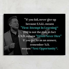 Listing image for Elon Musk Effort Never Dies Never Give Up Learning Motivation Poster No Frame